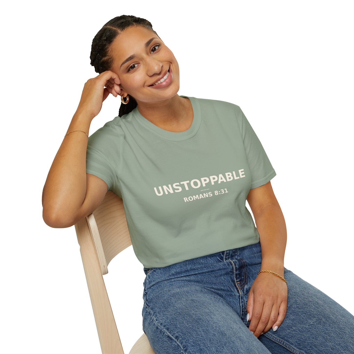 Empowering UNSTOPPABLE Romans 8:31 Women's Fit Christian Scripture Tee, Inspirational Tshirt, Religious Shirt, Faith-based Apparel, Biblical