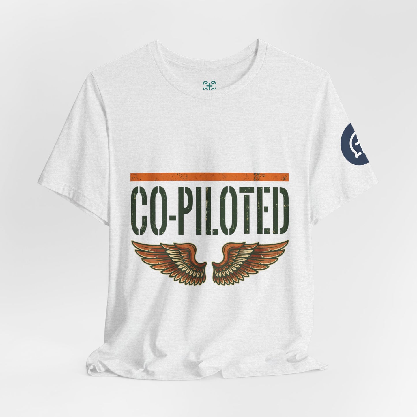 Co-Piloted By God tee | Christian scripture Galatians 2:20 t-shirt, wings emblem