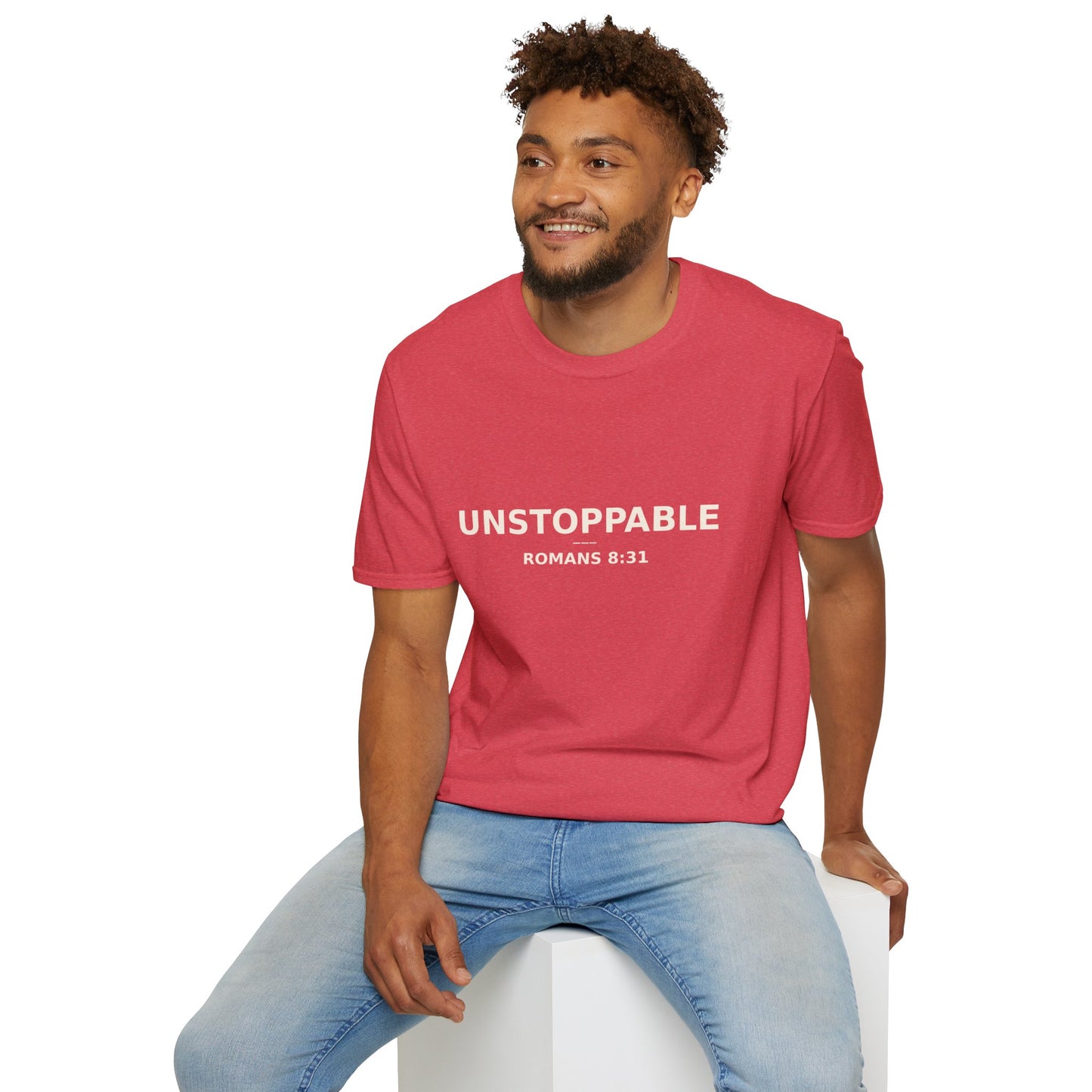 Empowering UNSTOPPABLE Romans 8:31 Women's Fit Christian Scripture Tee, Inspirational Tshirt, Religious Shirt, Faith-based Apparel, Biblical