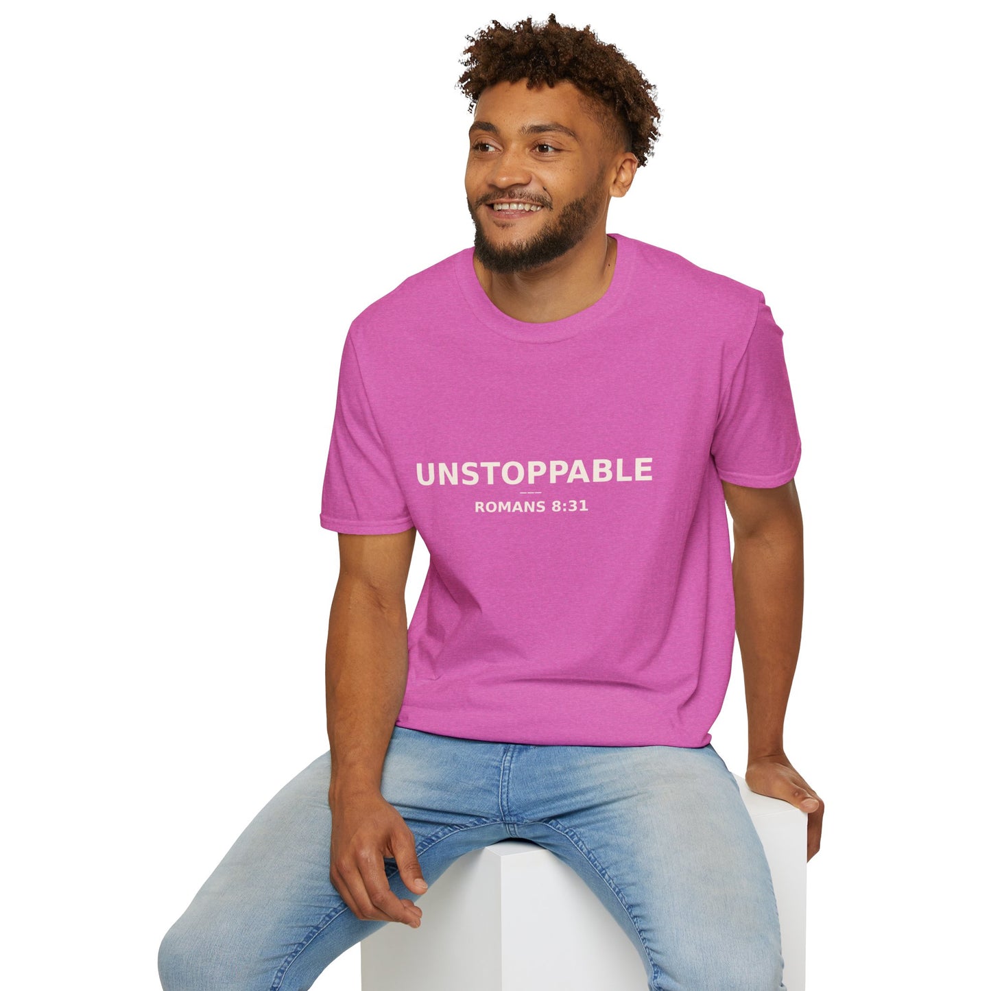 Empowering UNSTOPPABLE Romans 8:31 Women's Fit Christian Scripture Tee, Inspirational Tshirt, Religious Shirt, Faith-based Apparel, Biblical