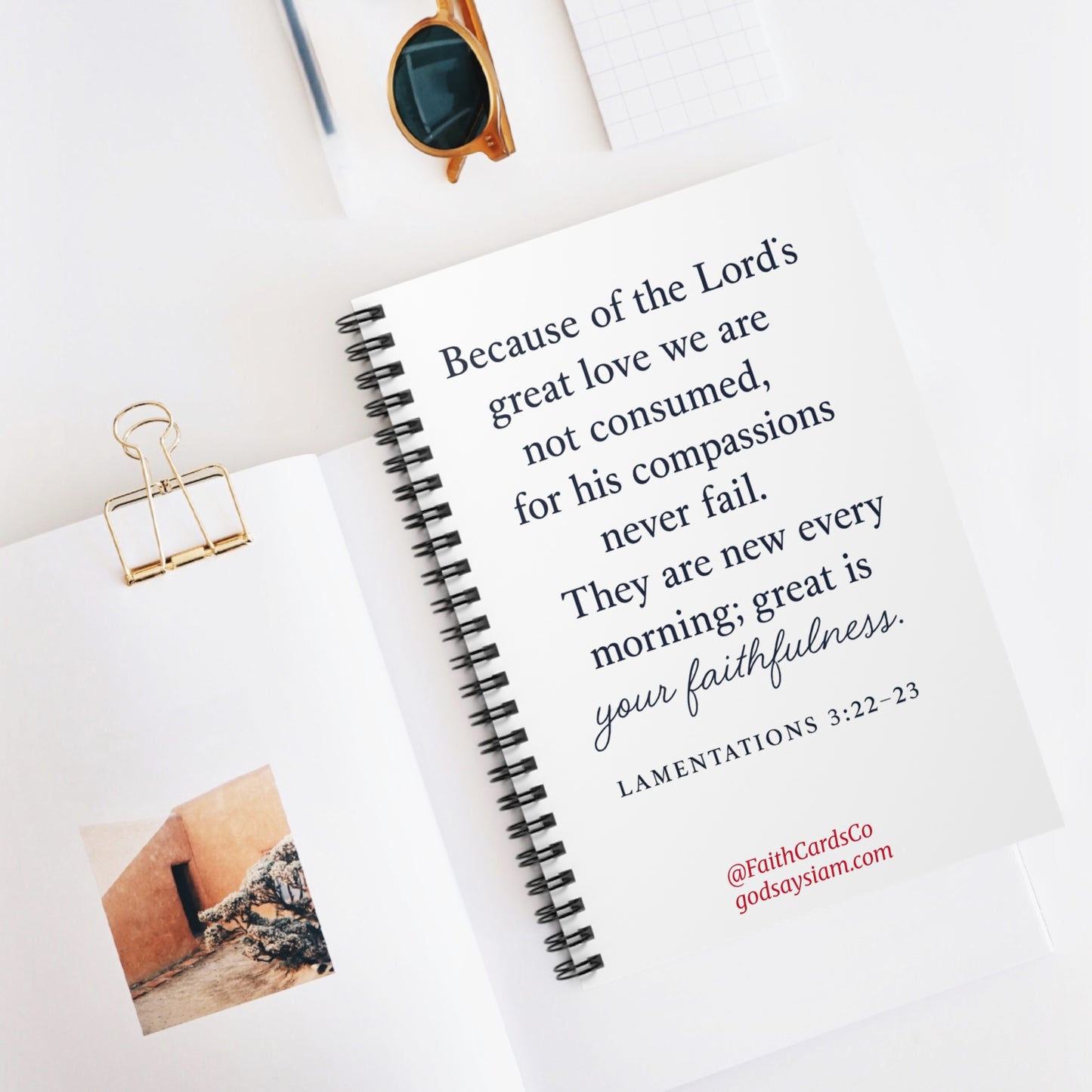 Christian Spiral Notebook Journal - Lamentations 3:22-23