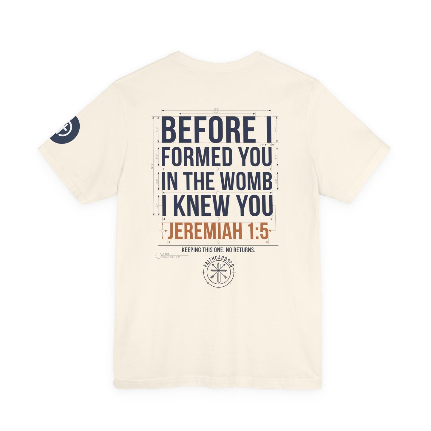 Planned Typography Tee | Christian Scripture Jeremiah 1:5 Shirt