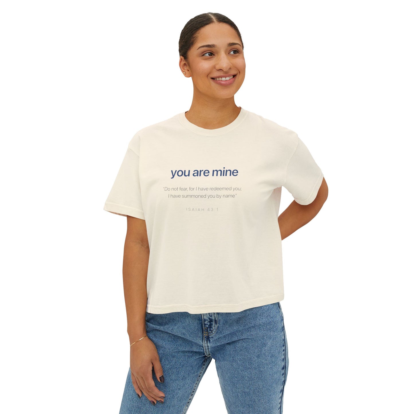 Women's Boxy Tee - Cute, Casual Comfort with 'You Are Mine' Design, Gift for Her, Birthday or Anniversary Tee, Relaxed Fit Top
