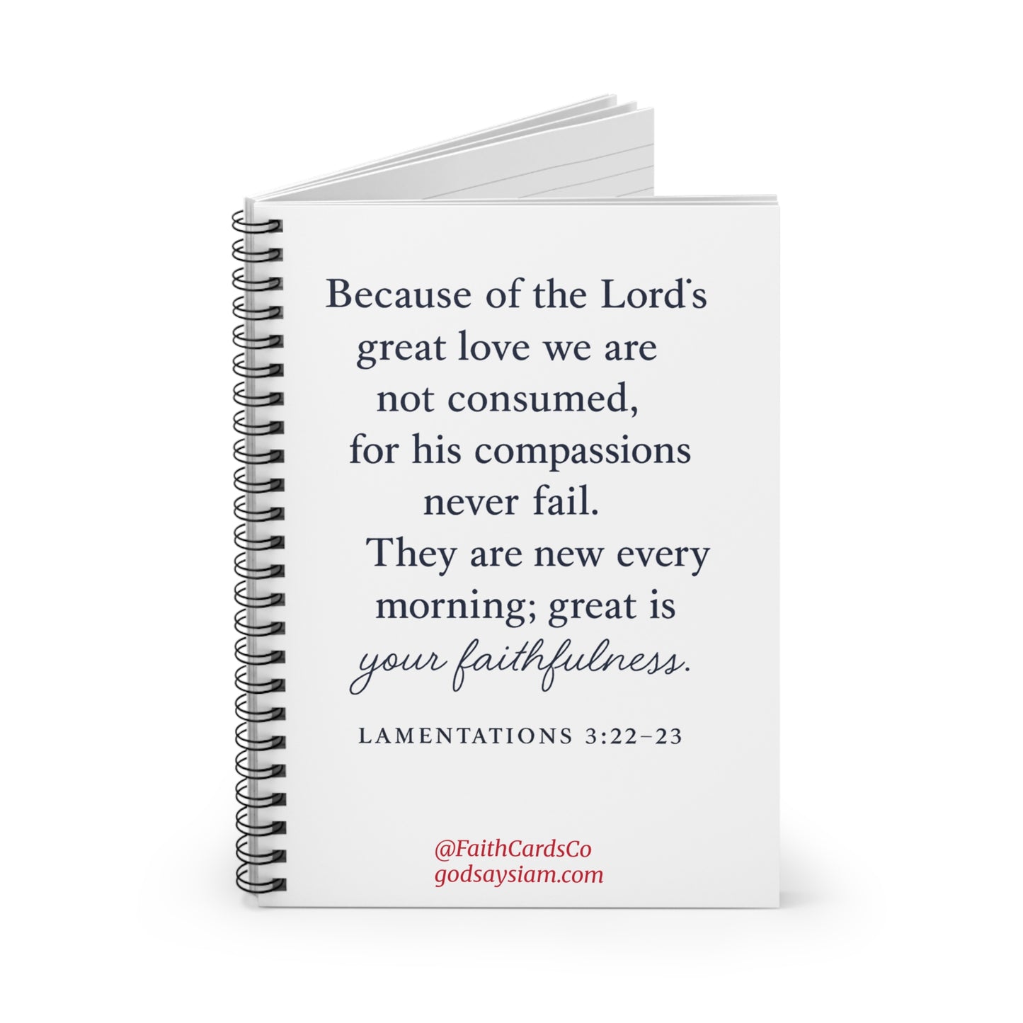 Christian Spiral Notebook Journal - Lamentations 3:22-23
