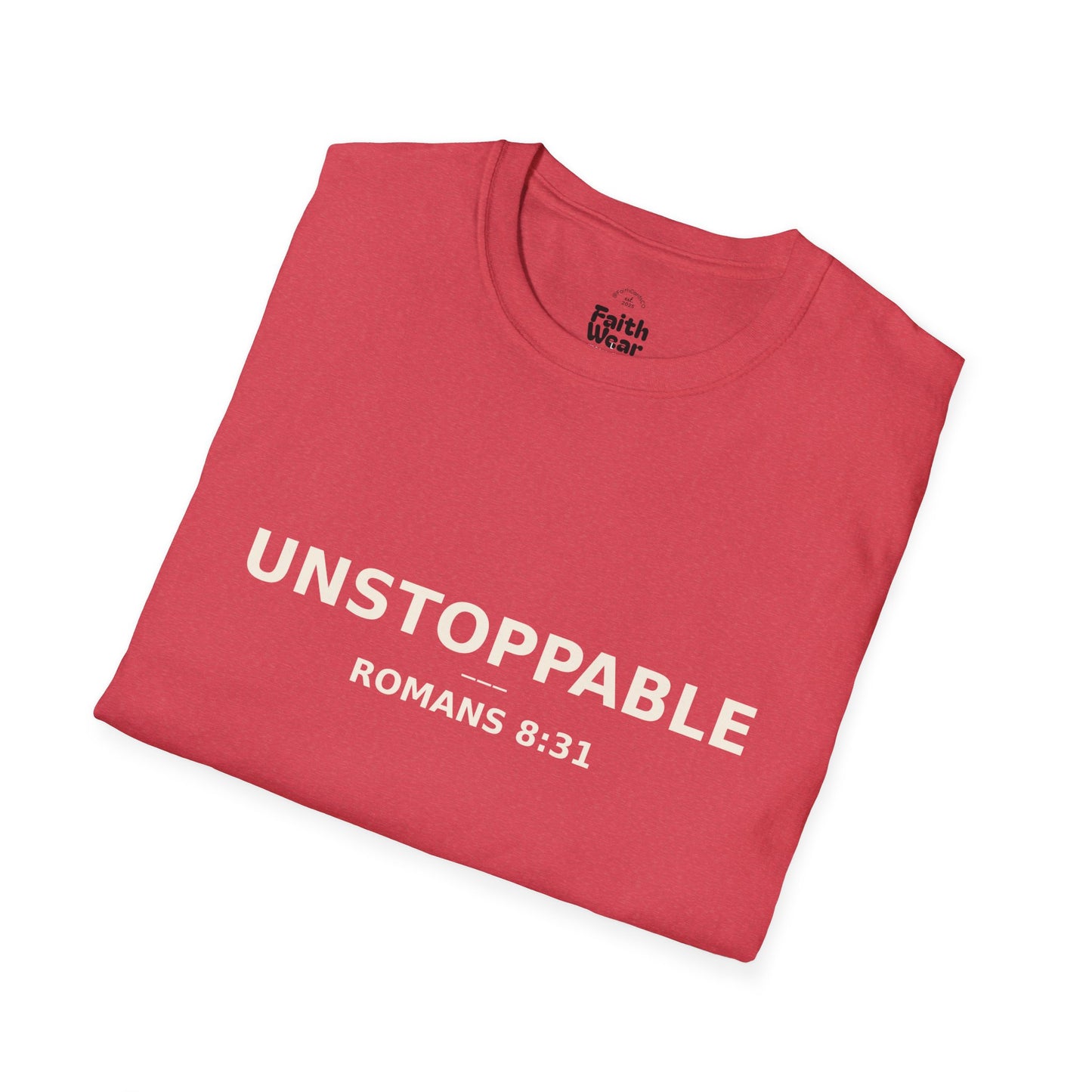 Empowering UNSTOPPABLE Romans 8:31 Women's Fit Christian Scripture Tee, Inspirational Tshirt, Religious Shirt, Faith-based Apparel, Biblical