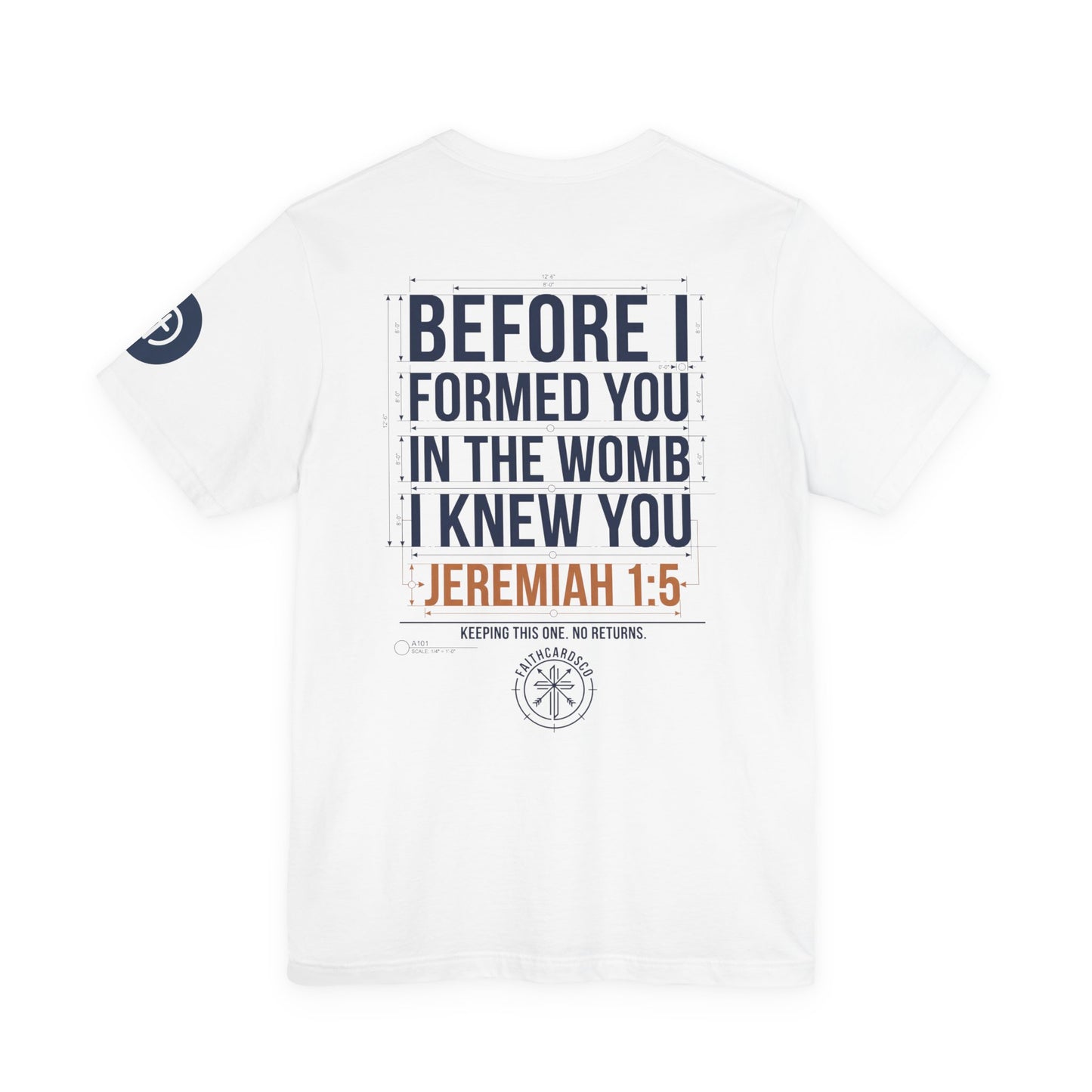 Planned Typography Tee | Christian Scripture Jeremiah 1:5 Shirt
