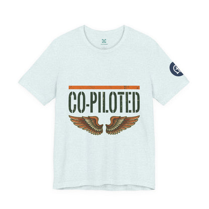 Co-Piloted By God tee | Christian scripture Galatians 2:20 t-shirt, wings emblem