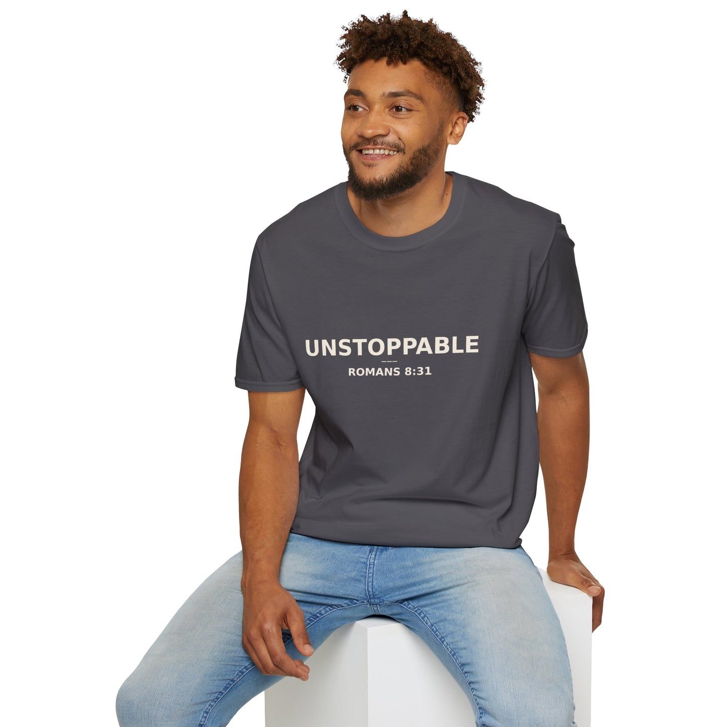 Empowering UNSTOPPABLE Romans 8:31 Women's Fit Christian Scripture Tee, Inspirational Tshirt, Religious Shirt, Faith-based Apparel, Biblical