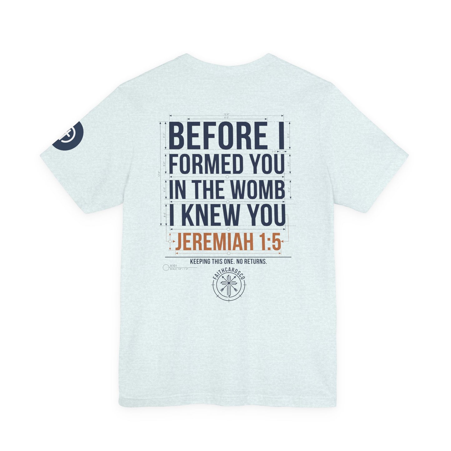 Planned Typography Tee | Christian Scripture Jeremiah 1:5 Shirt